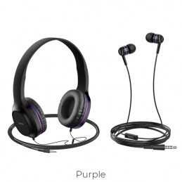 Hoco W24 PURPLE HEADPHONES SMARTPHONE CONTROL WITH MICROPHONE (SET)