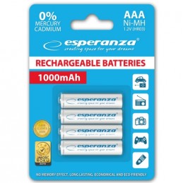 Esperanza EZA102W RECHARGED HR03 1000MAH ALWAYS READY BLISTER PACK 4PCS.