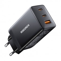 Fast Charger Rocoren GaN Pro 65W, 2x USB-C, USB (black)