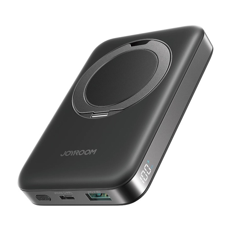 Magnetyczny bezprzewodowy powerbank Joyroom JR-PBM12 22,5W z uchwytem (czarny) Magnetyczny bezprzewodowy powerbank Joyroom JR-PBM12 22,5W z uchwytem (czarny)