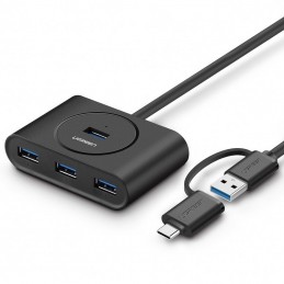 HUB UGREEN USB 3.0 + USB-C 3.1 4-ports OTG (black)