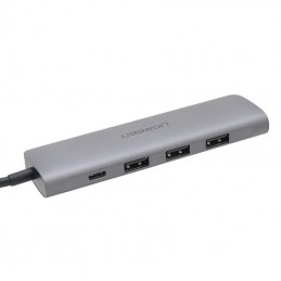 5in1 Adapter UGREEN USB-C to HDMI 4K, 3x USB 3.0, Type-C (grey)