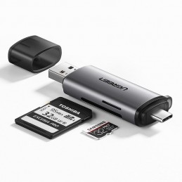USB + USB-C Adapter UGREEN Card Reader SD + microSD (grey)