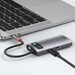 Hub 4in1 Baseus Metal Gleam Series, USB-C to USB 3.0 + USB 2.0 + HDMI + USB-C PD