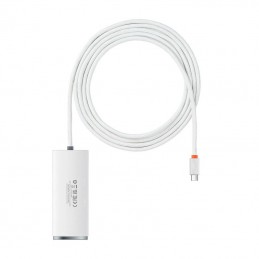 Hub 4in1 Baseus Lite Series USB-C to 4x USB 3.0 + USB-C, 2m (White)