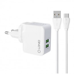 Wall charger  LDNIO A2203 2USB + USB-C cable