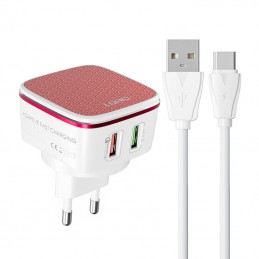 Wall charger  LDNIO A2405Q 2USB + USB-C cable