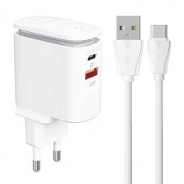 Wall charger  LDNIO A2423C USB, USB-C + USB-C cable