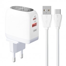 Wall charger  LDNIO A2522C USB, USB-C 30W + USB-C  cable