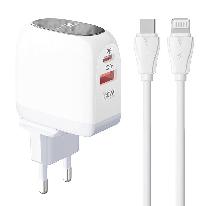 Wall charger  LDNIO A2522C USB, USB-C 30W + USB-C - Lightning cable