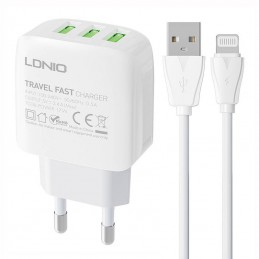 Wall charger LDNIO A3312 3USB + Lightning cable