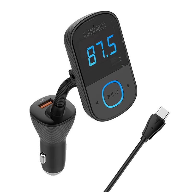 LDNIO Bluetooth C705Q 2USB, USB-C Transmiter FM + USB-C cable