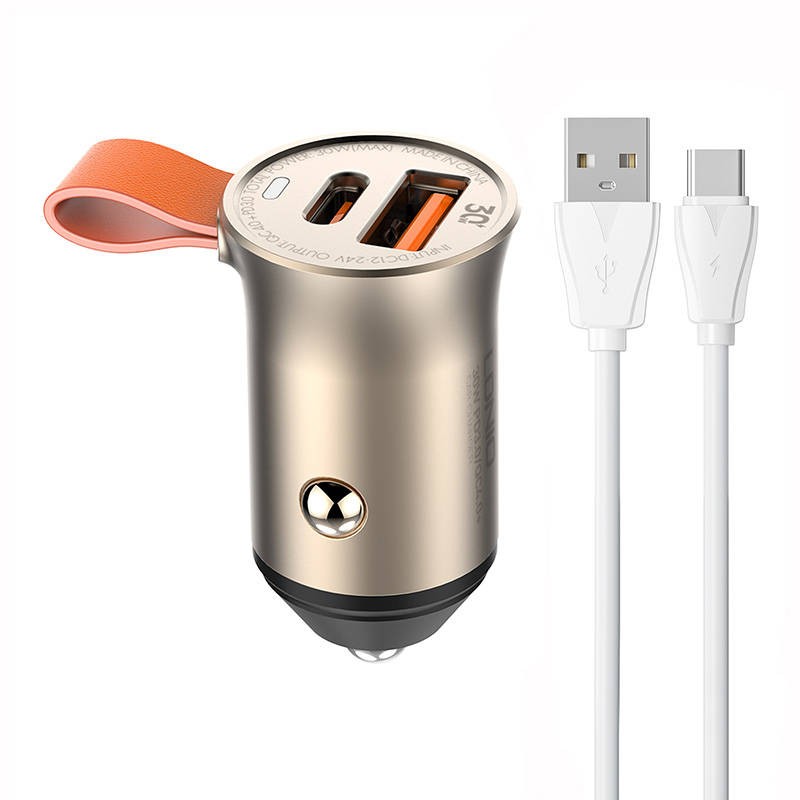 LDNIO C509Q USB, USB-C 30W Car charger + USB-C cable Cable