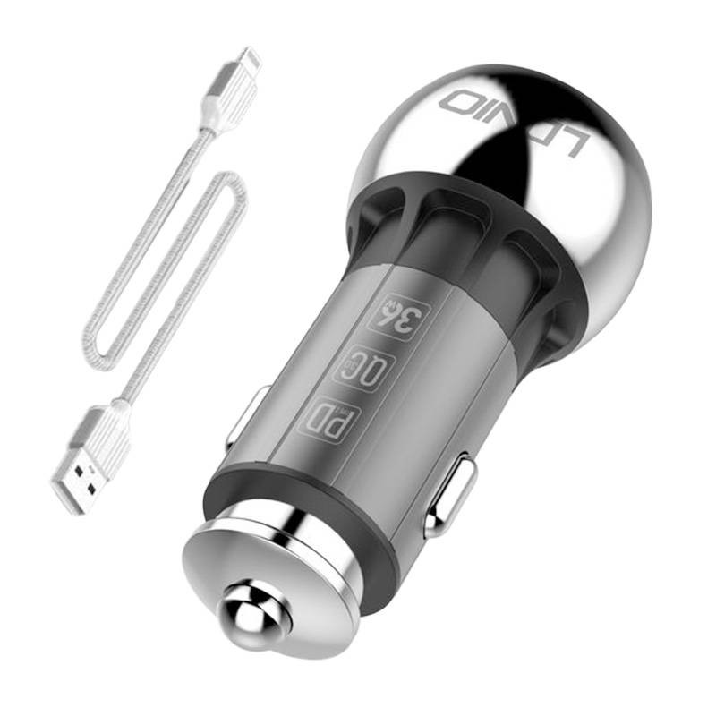 LDNIO C1 USB, USB-C Car charger + Lightning Cable