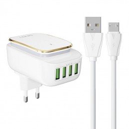 LDNIO A4405 4USB, LED lamp Wall charger + microUSB Cable