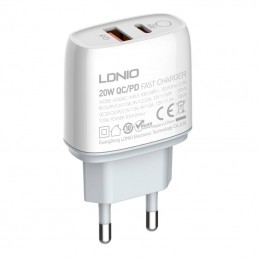 Wall charger LDNIO A2424C USB, USB-C 20W + USB-C - USB-C Cable