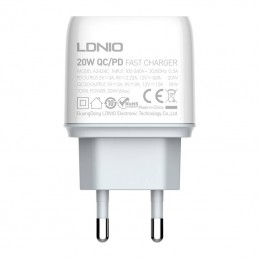 Wall charger LDNIO A2424C USB, USB-C 20W + USB-C - USB-C Cable