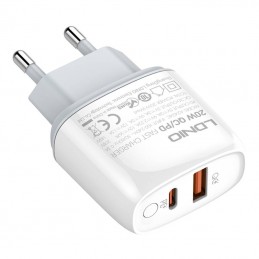 Wall charger LDNIO A2424C USB, USB-C 20W + USB-C - USB-C Cable