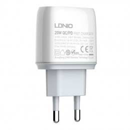 Wall charger LDNIO A2424C USB, USB-C 20W + Lightning Cable