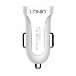 Car charger LDNIO DL-C17, 1x USB, 12W + USB-C cable (white)