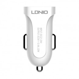 Car charger LDNIO DL-C17, 1x USB, 12W + USB-C cable (white)