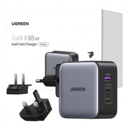 Ugreen Nexode wall charger, 2x USB-C + USB, 65W