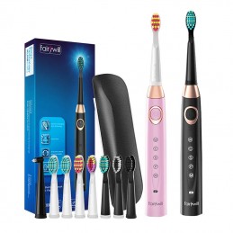 Sonic toothbrushes with head set and case FairyWill FW-508 (Black and pink)