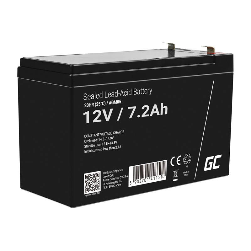 Rechargeable battery AGM 12V 7.2Ah Maintenancefree for UPS ALARM