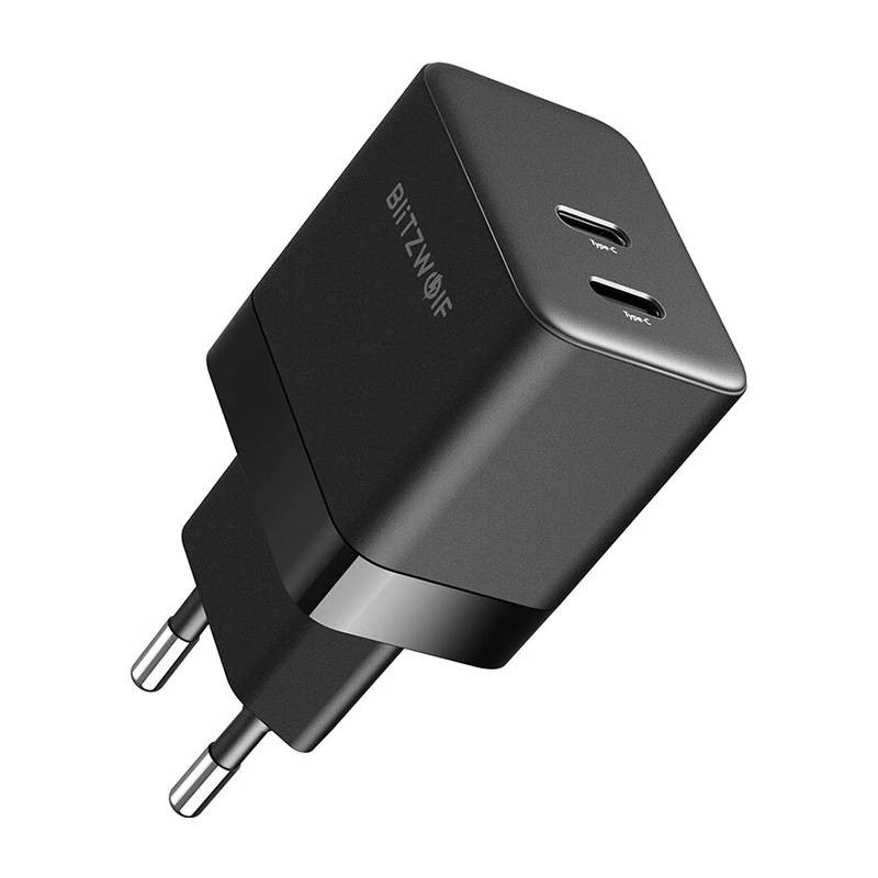 Wall charger Blitzwolf BW-S22, GaN, 2x USB-C, 35W (black)