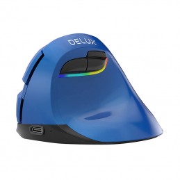 Wireless Vertical Mouse Delux M618Mini BT4.0 + 2.4Ghz 4000DPI RGB (blue)