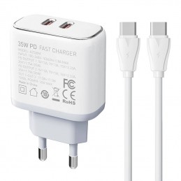 Wall charger LDNIO A2528C 2USB-C 35W + USB-C - USB-C cable