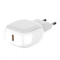 LDNIO A1206C Wall Charger, USB-C, 27W + USB-C to USB-C Cable (White)