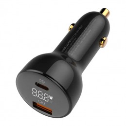 LDNIO C101 Car Charger, USB + USB-C, 100W + USB to Micro USB Cable (Black)