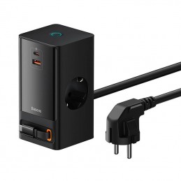 Wall charger / powerstrip Baseus PowerCombo 65W (black)